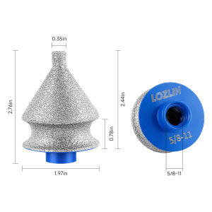LOZLIN Diamond Beveling Chamfer Bit Drilling Hole Core Drill Bit Arc Grinding Trimming Marble Tile Ceramic 5/8"-11 M14 Thread