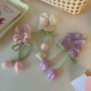 HOVELSHOP Crunchie Model Pita Tulip Ikat Rambut Anak Wanita Lucu Cepol Flower Korean Style