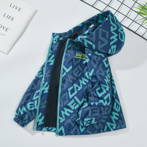 เสื้อแจ็คเก็ตมีฮู้ดบุขนแกะสำหรับเด็กชาย ฤดูใบไม้ร่วง 2025 ใหม่ ป้องกันลม อบอุ่น อบอุ่น แขนยาว ปกติ ปกติ ปกติ