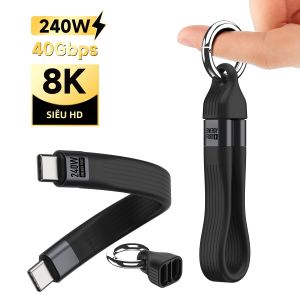 Cáp Sạc USB 4 Đầu Móc Khóa Di Động 240W Sạc & Đồng Bộ Dữ Liệu USB C Thunderbolt 4/3 40Gbps Hiển Thị Video 8K 60Hz Sạc Nhanh iPhone 16 Truyền Dữ Liệu OTG