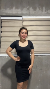 [Hottie Diary] Buy One Get One Free Womens Shapewear Formal Midi Overalls Square Neck Bodycon - Seamless - Short Sleeve Dress