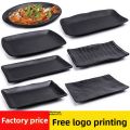 A5 Melamine Black Rectangular Plastic Plate for BBQ Restaurant Accompanying Dish Hot Pot Commercial Creative Dish Plate. 