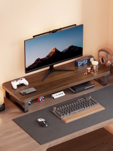 Wooden Monitor Stand  Laptop Rack Desk Organizer Keyboard Storage Rack