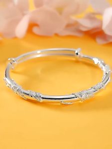 100% 999 sterling silver womens bracelet fashionable and colorful flower bud butterfly solid push-pull bracelet high-end jewelry as a gift for girlfriends and girlfriends