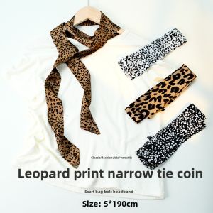 Leopard Print Bench Silk Scarf Belt 190cm Tie Ins Style Female Fancy Tie Hair Wrapped Bag Slender Narrow Ribbon