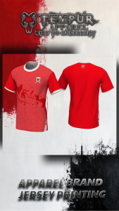 Kaos Olahraga Pria Tempur Sport Series Merah Hitam dengan Bahan Mikrofiber - Nyaman & Aman