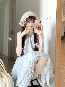 French Style Temperament Sleeveless Halter Sling Dress Womens Summer Small Seaside Vacation Fancy Fairy Dress