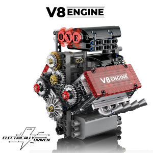 V8 Machine MOC Building Blocks Sets Motorized Engine Simulation Bricks Model Christmas Gifts for Boys Kids Adult Technical Toys