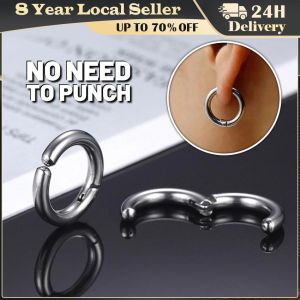 【No Need to Punch】1 Pair Ear Cuff Fake Hoop Earrings Man Without Drilling Ear Clip On Earrings For Women 2023 Without Piercing Earring Non-Hole