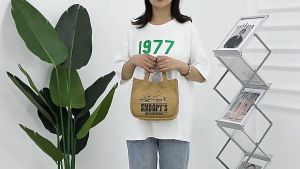 PIYU ลูกสุนัขน่ารักพิมพ์ผ้าใบถุงอาหารกลางวันกระเป๋าแม่แสงน้ำหนักเบา