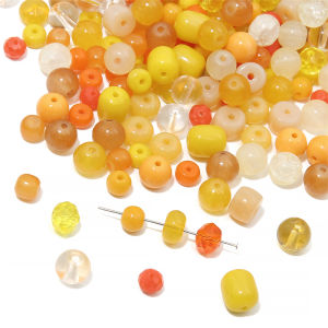 ลูกปัดแก้วคริสตัลสีเหลือง/สีส้ม20ชิ้นลูกปัดอวกาศหลวมสำหรับสร้อยข้อมือสร้อยคอพวงกุญแจเครื่องประดับ DIY อุปกรณ์งานฝีมือ