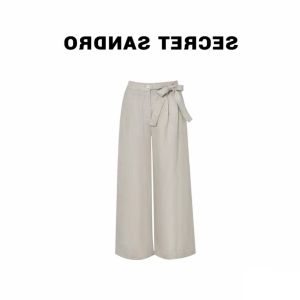 Fashionable Belted Wide Leg Pants Casual Slimming Spring Summer New Style Simple Design Womens Casual Pants Trendy Commute Wind