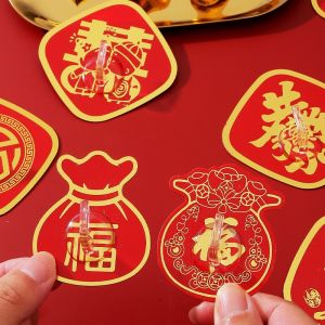 【On Sale】10Pcs Self-adhesive Wall Hanging Hooks Spring Festival Chinese New Year Decor Fu Sticker Hooks