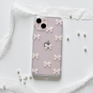 Pink Polka Dot Butterfly Knot Phone Case for  11/12/13/14 Ins Style Girls Shell Protective Cover TPU Material