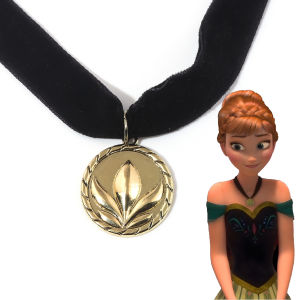 Anime Anna Necklace Fairy Tale Cosplay Girl Arendell Princess Necklace Black Velvet Fabric Metal Pendant Lucky Necklace Jewelry