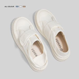 Casual Spring Summer New Magic Stick Canvas Shoes Women Slip-On Lazy Shoes round Toe Low Top Rubber Sole Youth Fashion