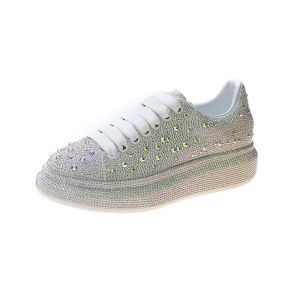 Womens Platform Thick Bottom Casual Sneakers Diamond Gradient Starry Sky Fashionable Flat Bottom Rubber Sole round Toe