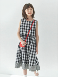 KECHU | Summer New Pure Cotton Grid Dress