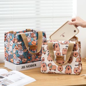 Korean Style Large Capacity Lunch Box Bag Insulated Waterproof Handheld Bento Bag for Commuting And Work Lunch Storage