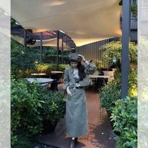 American Vintage Feel Cotton Denim Set with Half Skirt And Overalls Long Sleeve Button up Shirt Yumomo Star Fashion Brand