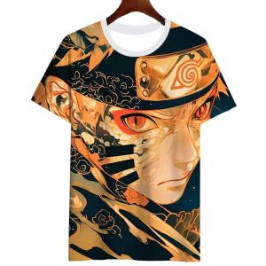 Bandai | Naruto Uzumaki Printed Round-neck Short-sleeved Summer New Style Youth-Friendly Loose-Weave Breathable Casual Shirt