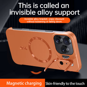 New Frameless Magnetic Phone Case iPhone 13 14 15 16 17 Pro Max 18 Pro Max-Thin Bare Feel 80W MagSafe Fast Charging Hidden Lens Stand & Full Screen/Camera Protection