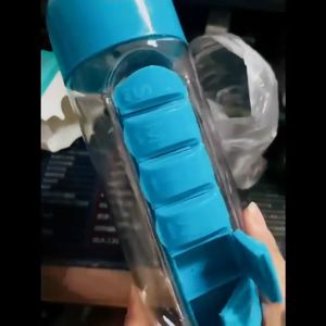 Portable Two-in-One leak-proof Sports Water bottle of 600 ML with 7 Days Pill Box  ( Local Stock Available )