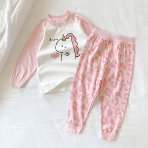 cat and fish | Pure Cotton Childrens Thermal Underwear Set