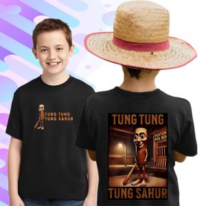 Baju Kaos Anak Laki-laki Gambar TUNG TUNG SAHUR untuk usia 2-13 tahun/atasan anomali tung tung sahur/baju bahan katun 30s