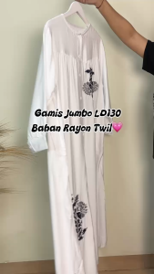 Gamis Jumbo Wanita Ld 130 Cm Warna Putih Model Bordir Kekinian