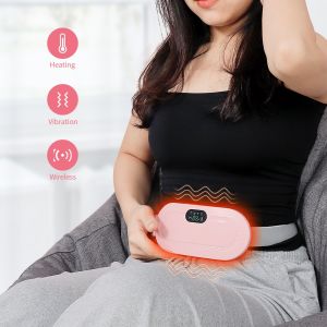 Menstrual Heating Pad Warm Palace Belt for Back Pain Hot Compress Electric Waist Massager with 3 Heat Levels 4 Vibrations Massage Modes
