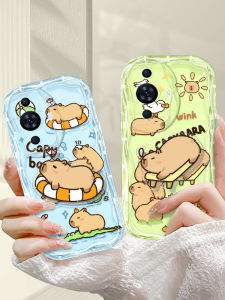 Huawei Pura70 P30PRO P50E P60 Soft Silicone Phone Case Summer Capybara Pattern Transparent Full Cover Sturdy Stand Shockproof