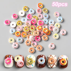 50/100pcs Sweet Doughnut Nail Charms Colorful Kawaii Nail Art Decorations Studs Parts Flatback Jewelry Manicure Nail Accessories