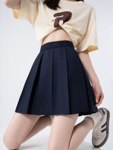 Pure Color A-Line Mini Skirt High Waist Pleated JK Box Pleat Short Skirt Black Ten Pleats Half Body Uniform School Uniform