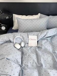 Korean Style Simple Washed Cotton Melange Dot Pattern Four Piece Bedding Set Duvet Cover Bed Sheet Student Dormitory Three Piece Set