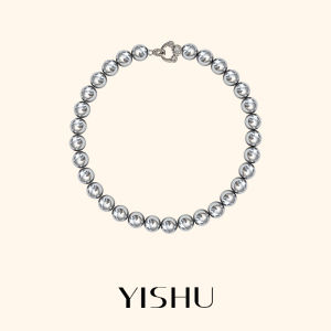 YISHU | Dây Chuyền Hạt Ngọc Trai Bạc Xám Sang Trọng 12mm
