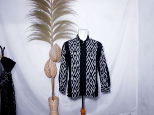READY STOK - baju tenun couple pasangan - dress tenun couple - dress tenun hitam
