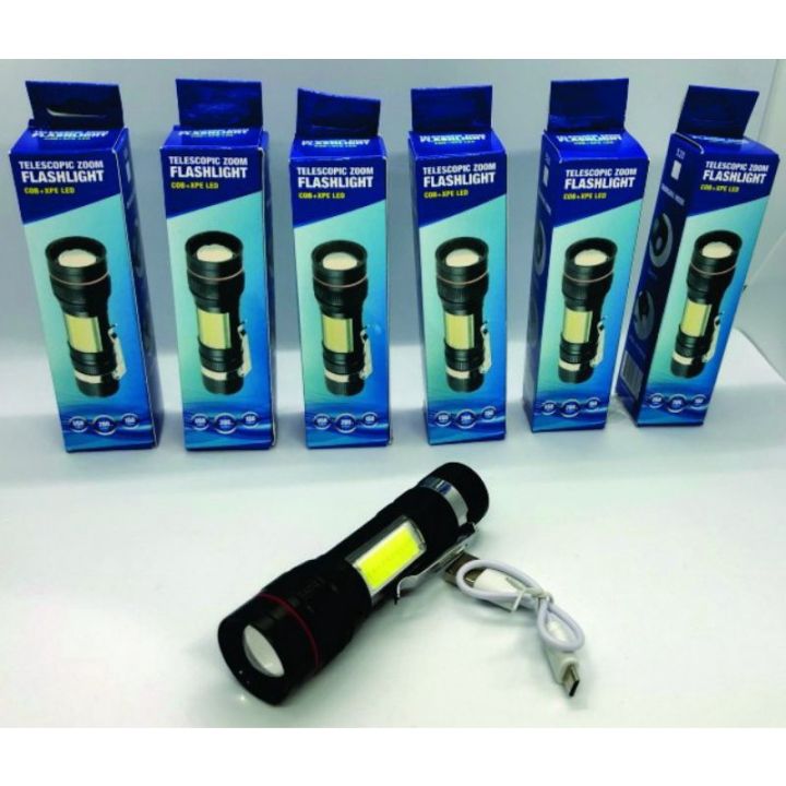 TELESCOPIC ZOOM COB+XPE LED RECHARGEABLE FLASHLIGHT Lazada