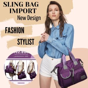 TAS BAHU WANITA BESAR WATERPROOF SELEMPANG NYLON KOREA SLING BAG IMPORT - SL077
