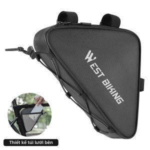 West Biking | WEST BIKING 0.6L Túi Khung Tam Giác Chống Nước 900D Nylon Túi Đựng Đồ Xe Đạp Phản Quang MTB Đường Đi Xe Đạp Phụ Kiện Màu Đen