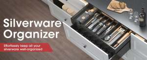 Cutlery Organizer Tray Adjustable Cutlery Storage Kitchen Drawer Organizer Large Cutlery Storage Box Utensil Organizer Expandable Tray Thicken 8 Compartment Cutlery Drawer Organizer for Fork Knive Multipurpose Cutlery Holder