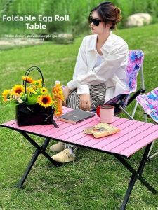 LINSI | Portable Pink Outdoor Table and Chair Set for Camping Picnics