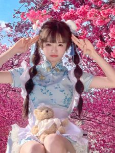 New Chinese Style Cheongsam Dress Halloween Christmas Cosplay Uniform Soft Girl Maid Skirt Short Cheongsam Daily Wear