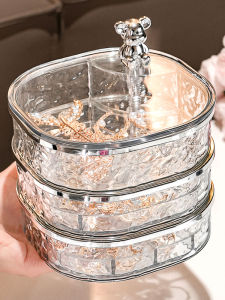 2026 New Multi-Layer Rotating High-End Jewelry Box Necklace Earring Studs Jewelry Storage Case Luxury Pure Color Plastic Material