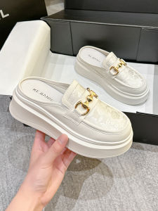 Womens Outdoor Wearable Slip-On Canvas Thong Slippers Thick Bottom Platform Summer New Style Korean Version Flat Lazy Shoes