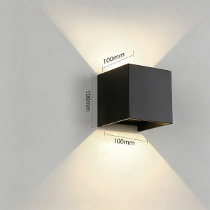 Modern Black LED Wall Sconce Cube Up Down Light with Warm Dual Beams for Outdoor Porch Balcony Garden Home Decor Lighting
