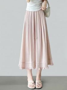 La Chapelle | Linen Ice Silk Casual Wide Leg Capri Pants 9 Tenths