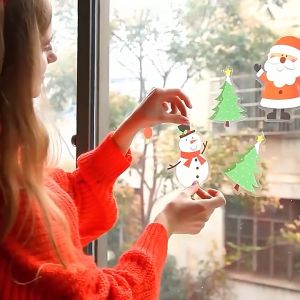 ปีใหม่2026 สติ๊กเกอร์สูญญากาศติดกระจก (แบบไม่มีกาว) เทศกาลChristmas ตกแต่งร้าน คริสต์มาส หลากสี ตกแต่งคริสต์มาส สติกเกอร์คริสต์มาส