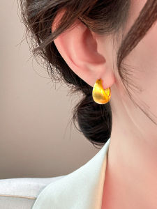 Simple Brushed Metal Earrings Womens Fashion OL Style Autumn Winter Jewelry Elegant Atmosphere Luxury Feelings Ear Jewelry