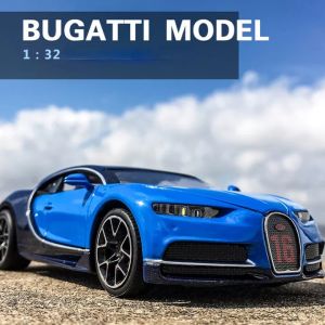 【WJ】 1:32 Bugatti Chiron real sports car model alloy diecast car  with sounds and light pull back toy car for kids boy children collection gift